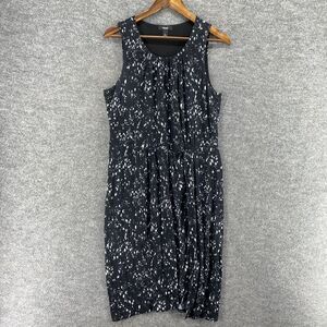 Simply Vera Vera Wang Dress Women L Large Black Geometric Shift Midi Lined Rayon